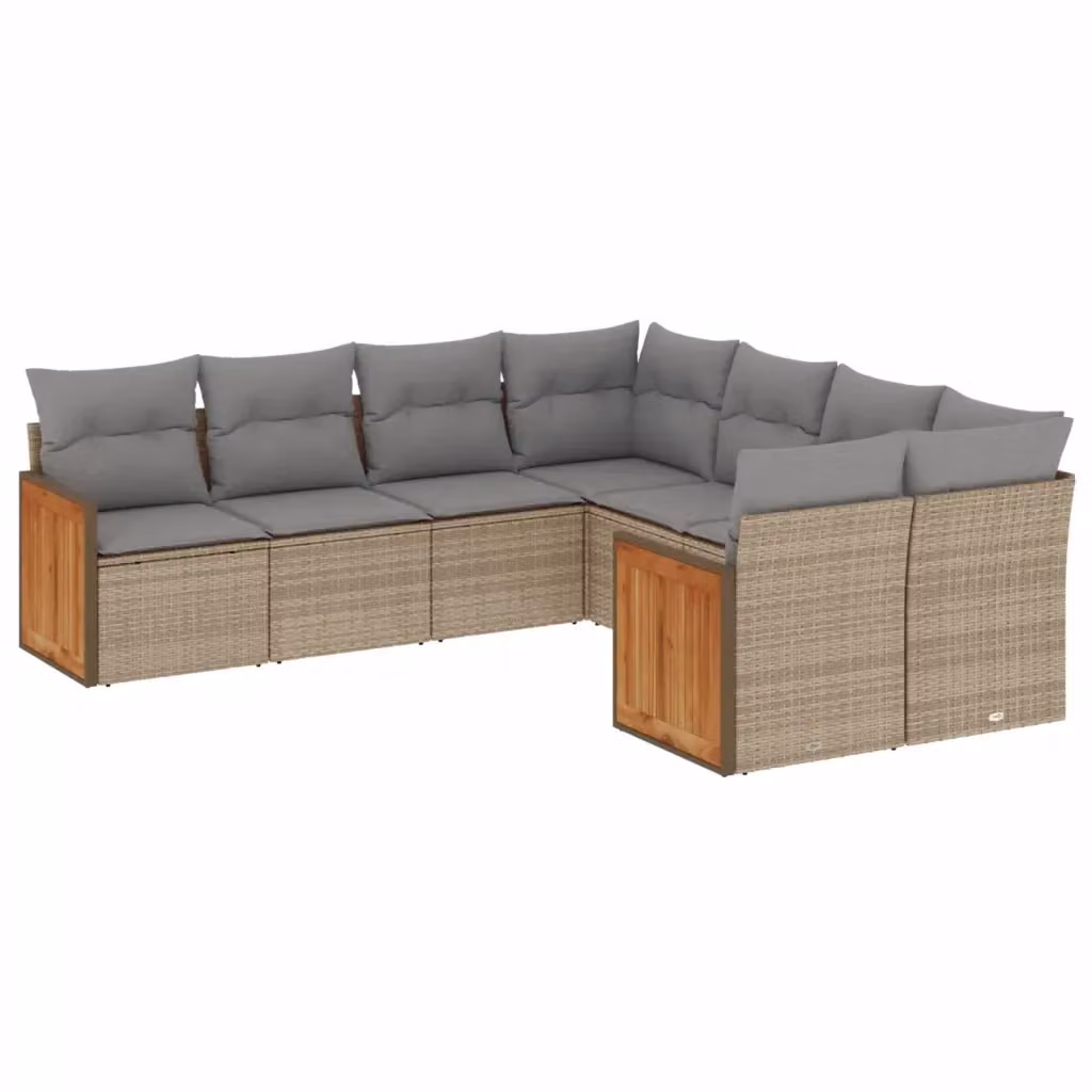vidaXL Set Divano da Giardino a L 8 pz in Polyrattan con Cuscini Beige e Grigio – 2