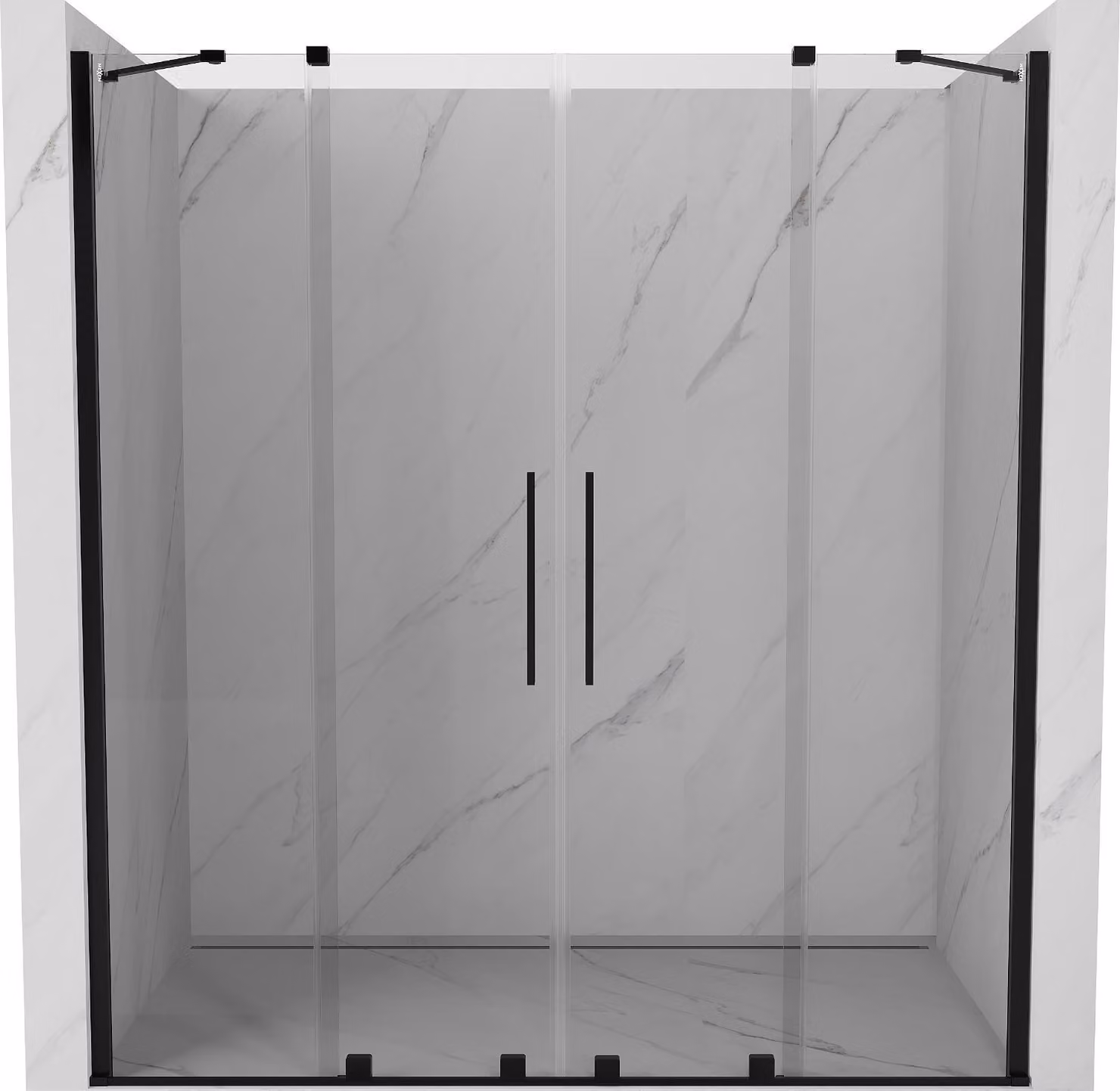 Mexen Velar Duo porta doccia scorrevole 200 cm, trasparente, nero - 871-200-000-02-70
