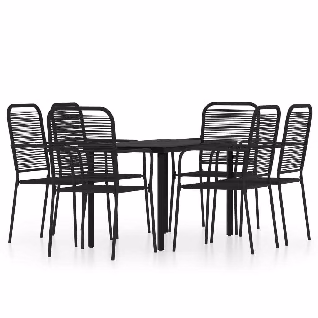 Set Mobili da Pranzo per Giardino 7 pz Nero