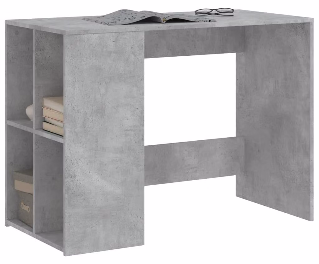 Solidchoice: Scrivania per computer pratica, di colore grigio cemento, con ampio spazio di stoccaggio