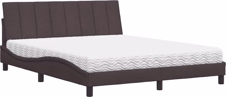 Letto con Materasso Hanko Marrone Scuro 160x200cm Tessuto