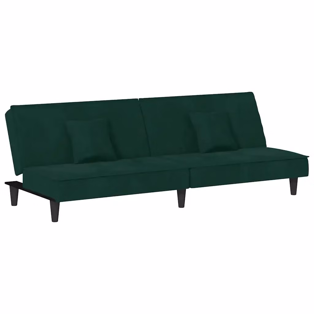 Divano Letto Click Clack vidaXL in Velluto Verde con Cuscini, Moderno per Soggiorno, L/P/H: 200 x 90 x 70 cm – 2