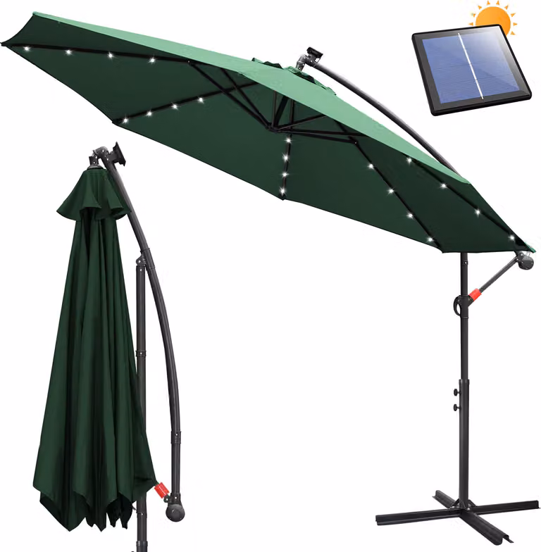 Clanmacy ombrellone con illuminazione a LED Ø300cm ombrellone a semaforo 360° girevole ombrellone da giardino padiglione verde