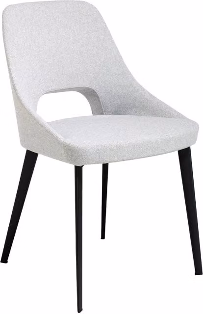 Sedia moderna Angel Cerdá in tessuto grigio con struttura in metallo nero per cucina e sala da pranzo