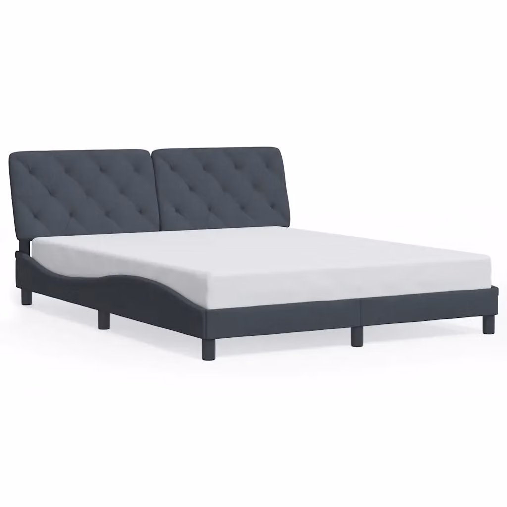 vidaXL Giroletto senza Materasso in Velluto Grigio L/P/H: 160 x 200 cm – 2