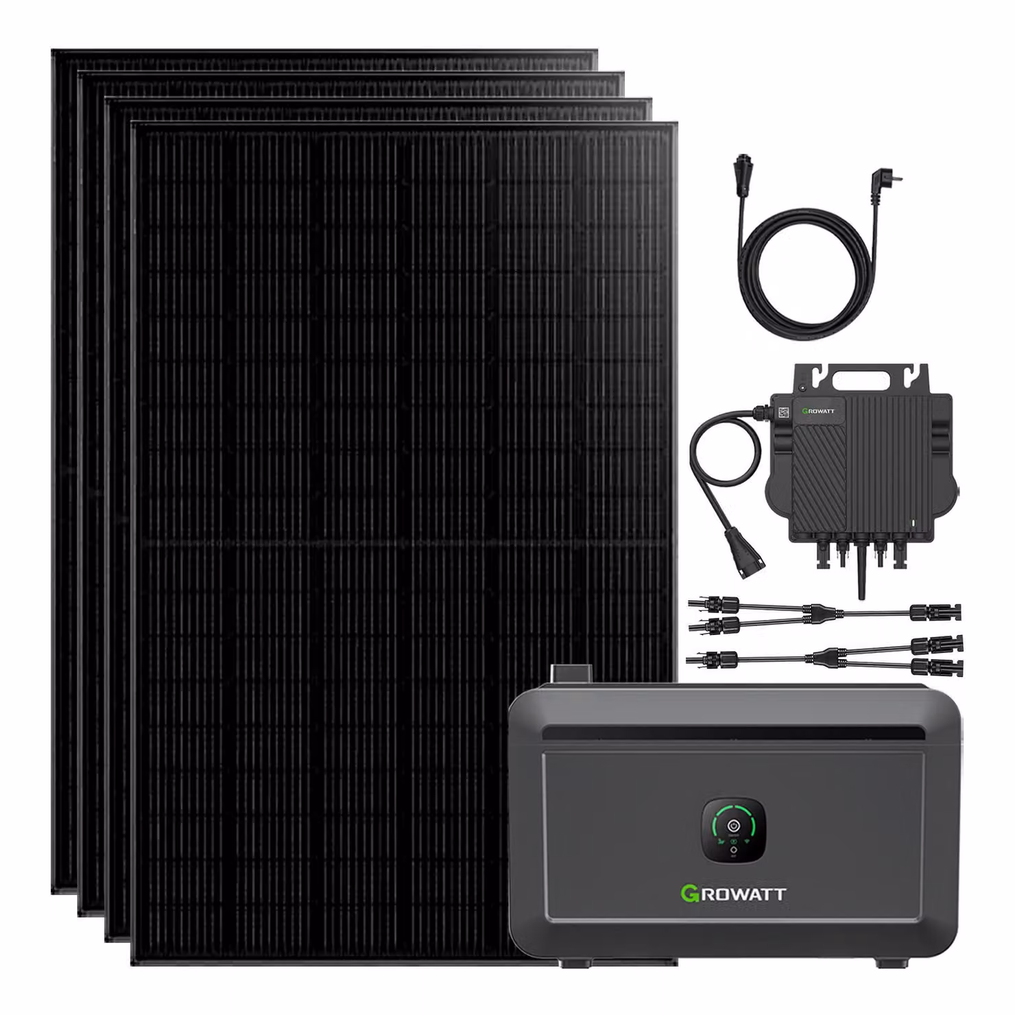 Impianto fotovoltaico da balcone Growatt NOAH 2000 da 1820 W con microinverter NEO da 800 W e cavo CA da 5 m, controllo tramite app, plug-and-play