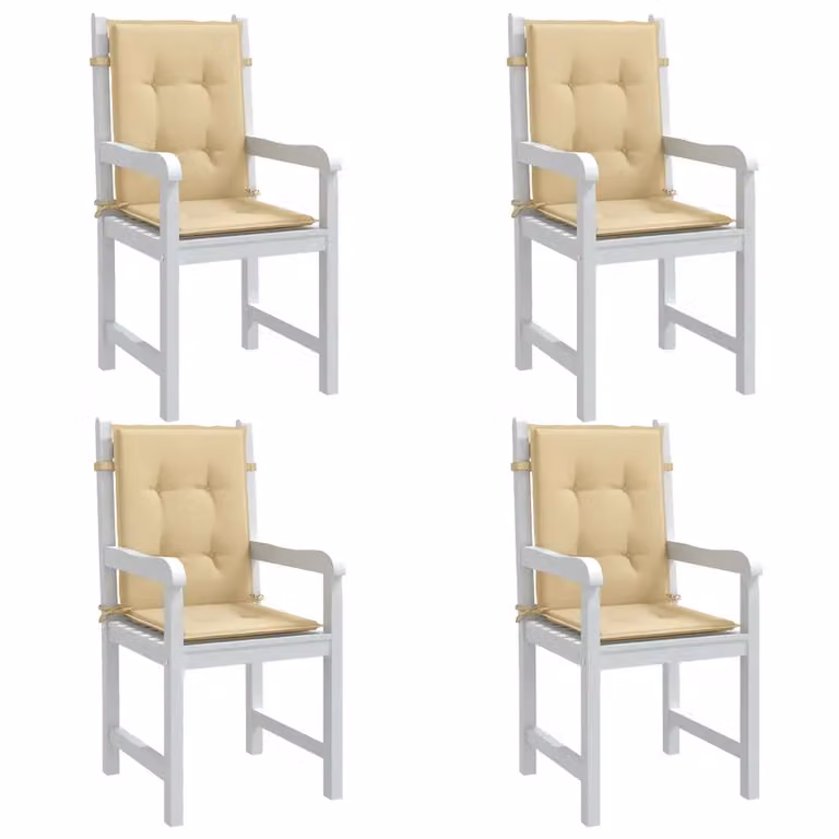 Set di 4 cuscini per sedia vidaXL in tessuto beige mélange, con schienale basso, antiscivolo e resistente ai raggi UV, L 100 cm x P 50 cm x H 4 cm