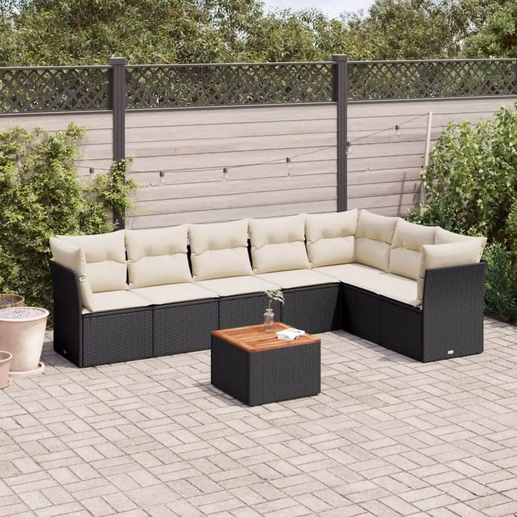 Maison Exclusive - Set Divani da Giardino con Cuscini 8 pz Nero in Polyrattan