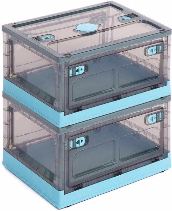 Azomor® Grandi contenitori pieghevoli con coperchio e rotelle per uno stoccaggio versatile, 28 litri