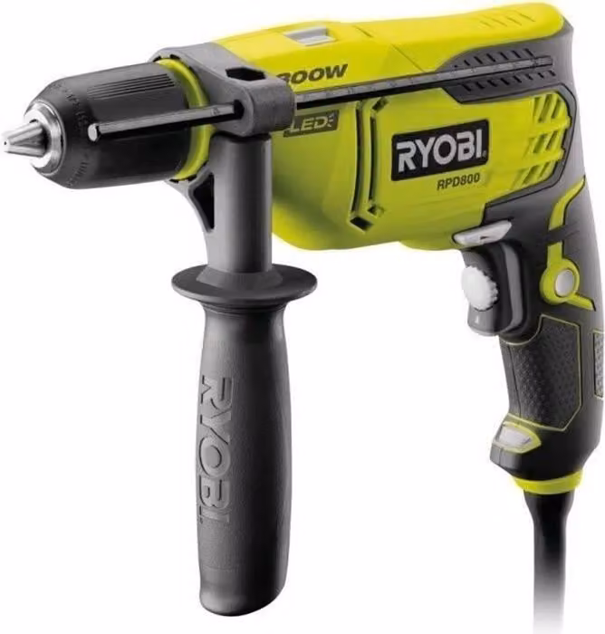 Trapano a percussione RYOBI RPD800-K, 800 W, 3000 colpi/min, mandrino da 13 mm, LED, valigetta + limitatore di profondità