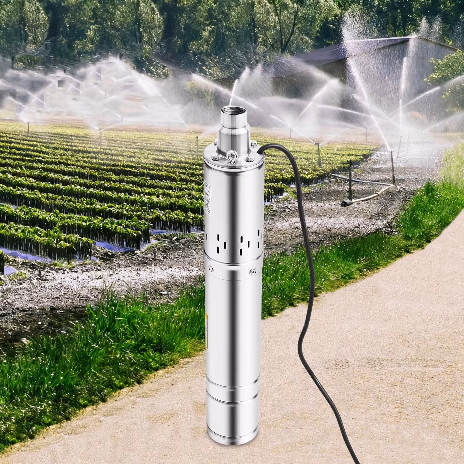 Pompa sommergibile per pozzi, 0,5 kW - 220 V, colore argento, corpo in acciaio inossidabile da 3,5 pollici, cavo da 15 metri - pompa per acqua