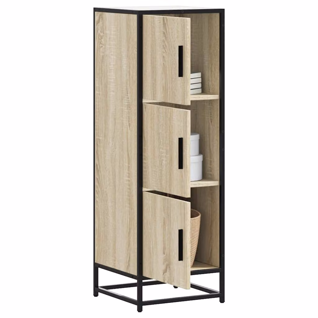 Credenza stile industriale vidaXL in legno e metallo color rovere, L: 106,5 cm, P: 35,5 cm, H: 35,0 cm