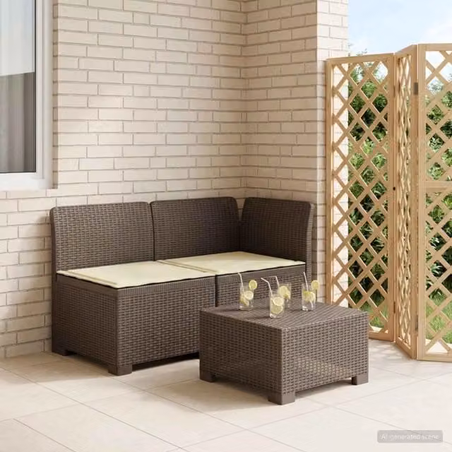 Divano da giardino a 2 posti vidaXL con cuscini in stile rattan moderno per terrazzo e balcone