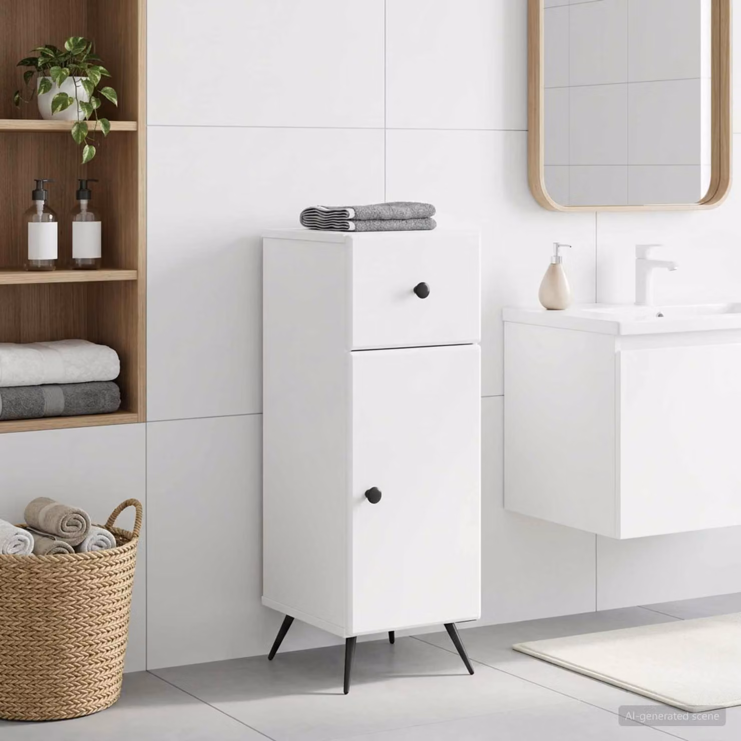 Mobiletto da bagno moderno vidaXL BREDA Bianco L/P/H: 30 x 31 x 80 cm
