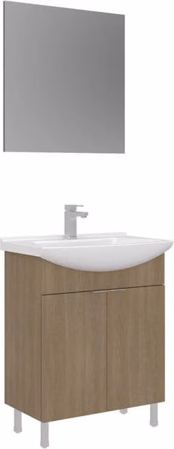 Set mobile lavabo con specchio (2 pezzi) "Purus 65" - 65 x 50 x 83 cm - Rovere