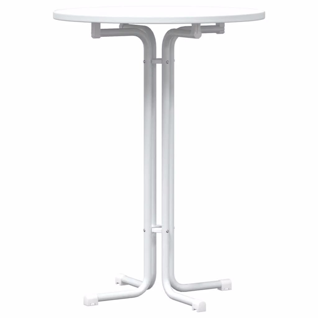 Tavolo da Bar Bianco Ø80x110 cm Legno Multistrato e Acciaio
