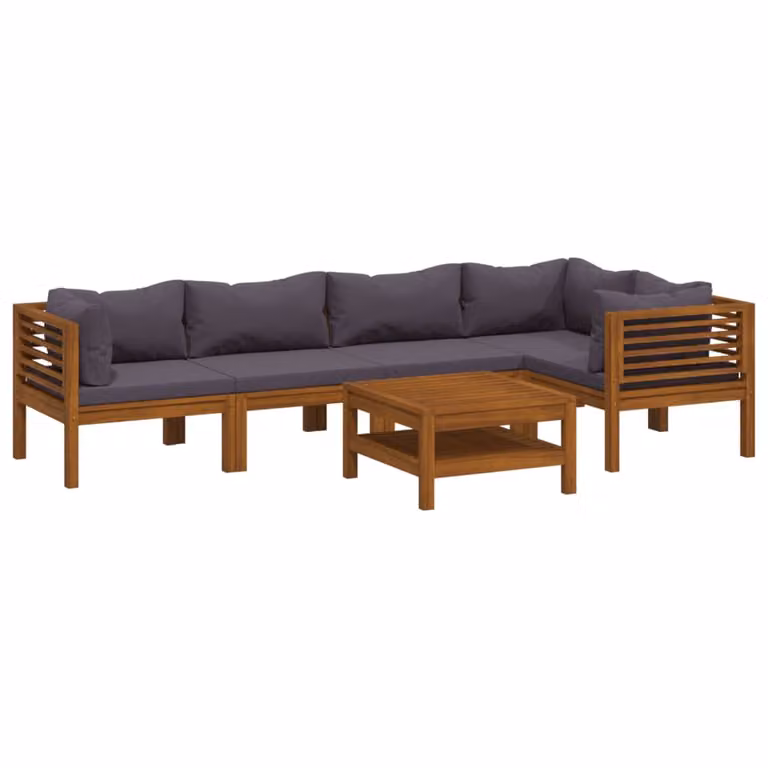 Set Divani da Giardino 6 pz con Cuscini in Massello di Acacia