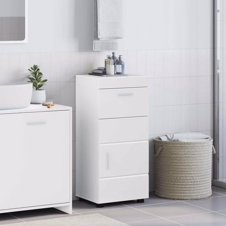 Set di armadi da bagno vidaXL TULUM bianco lucido L/P/H: 37 x 31,5 x 82 cm