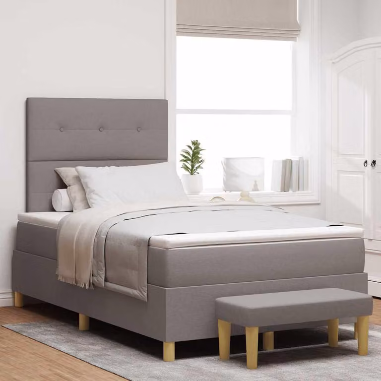 Maison Exclusive - Letto boxspring con testiera color taupe 190 x 120 cm in tessuto