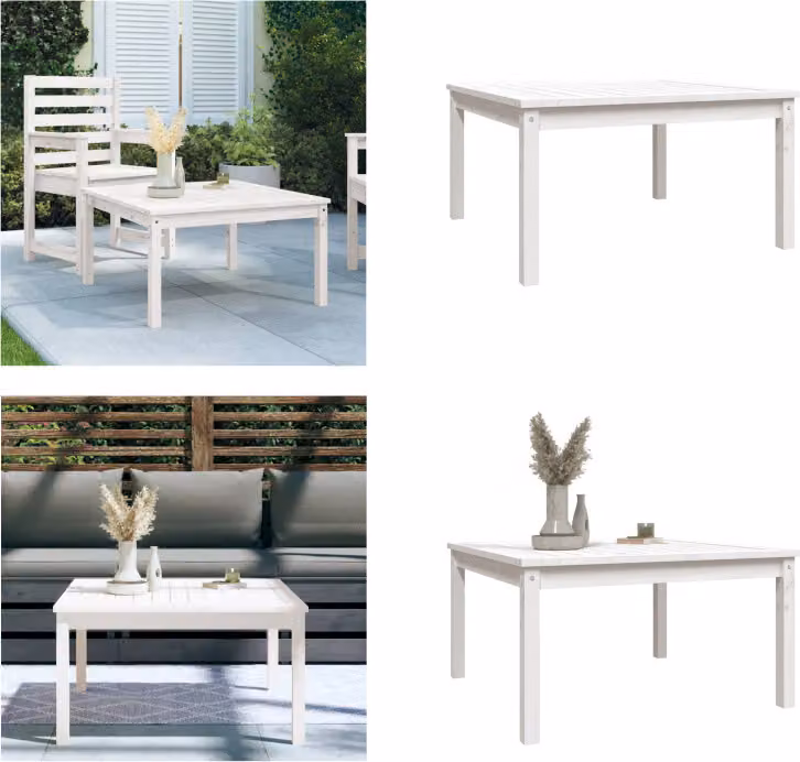 vidaXL Tavolo da giardino bianco 82,5x82,5x45 cm in legno di pino massiccio - Tavolo da giardino - Tavoli da giardino - Tavolo da patio - Tavolo da esterno