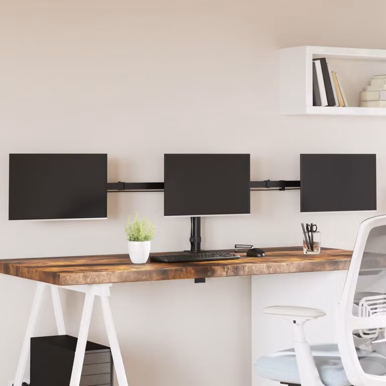 vidaXL Supporto per Monitor Triplo in Acciaio Nero VESA 75x75 mm