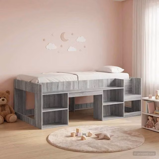Struttura per Letto per Bambini con Ripostiglio Sonoma grigio 3422616