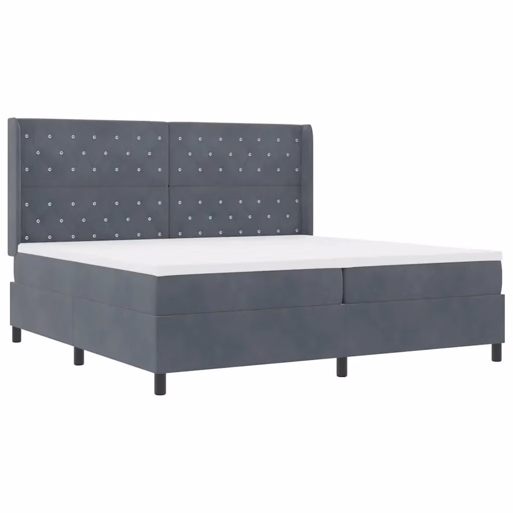 Letto con materasso a molle vidaXL in velluto grigio, L/P/H: 200 x 200 x 280 cm – 2