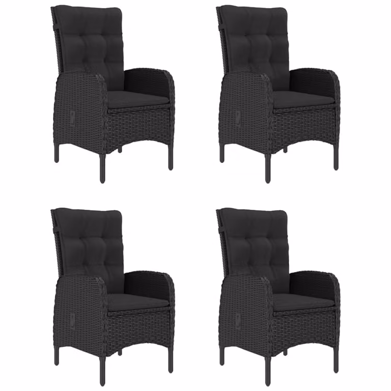 vidaXL Set da pranzo da giardino 5 pezzi nero