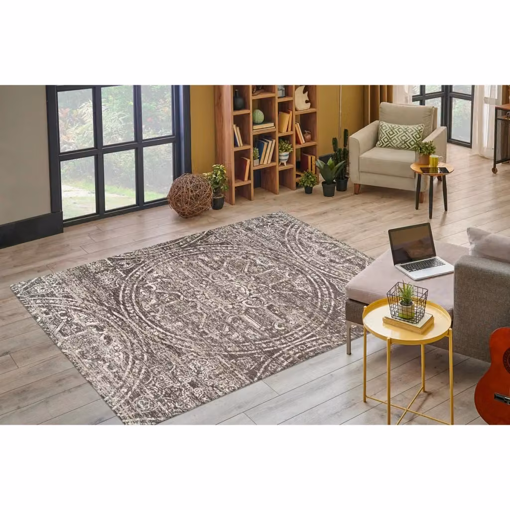 Tappeto di design moderno Davio 400 in poliestere grigio KENDRA HOME – 2
