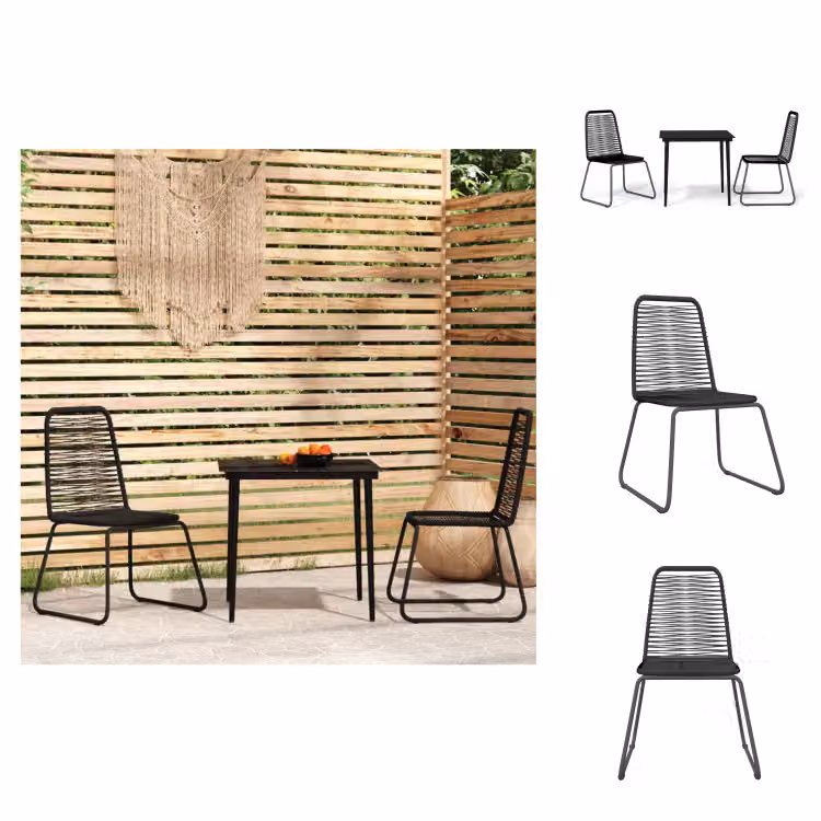 vidaXL Set da pranzo da giardino 3 pezzi nero - Set di mobili da giardino