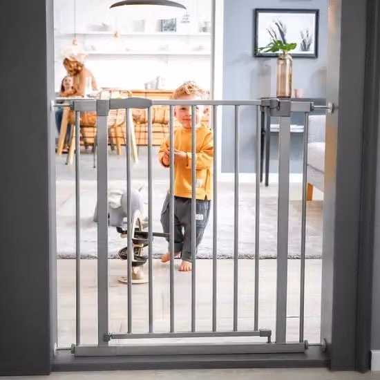 Cancello di sicurezza Stop N Safe 2 per porte e scale, metallo argento, estensione da 21 cm inclusa, larghezza: 96-101 cm