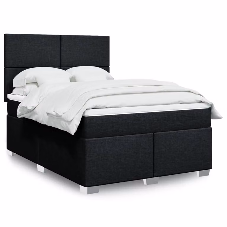 vidaXL Giroletto a Molle con Materasso Ibrido in Tessuto Nero, L/P/H: 140 x 190 cm