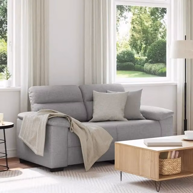 Divano moderno vidaXL in tessuto grigio con cuscini inclusi L: 160 cm, P: 81 cm, H: 84 cm