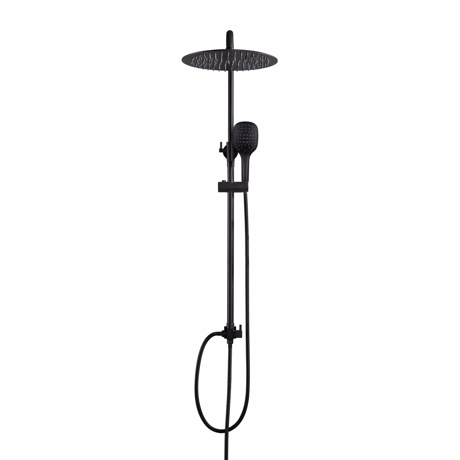 JOHO Colonna Doccia Nero Opaco in Acciaio Inox Set doccia a Pioggia con Soffione e Doccetta D25cm