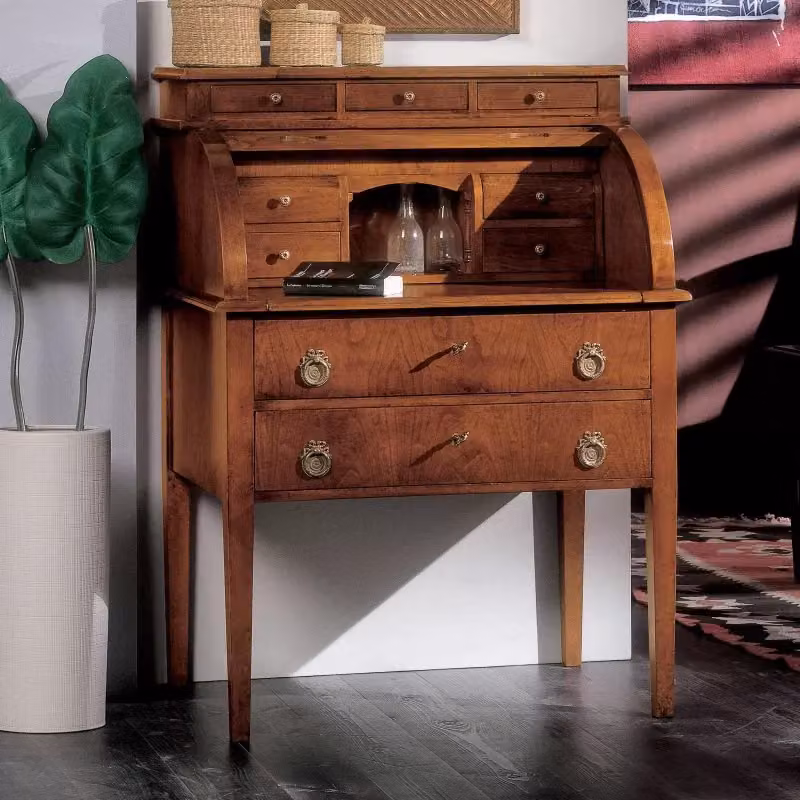 Bureau classico in legno con 9 cassetti Mobili 2G marrone L: 72 cm, P: 50 cm, H: 102 cm – 2