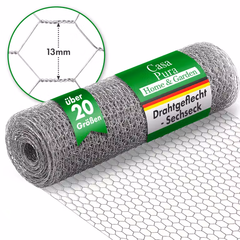 Recinzione in filo metallico zincato Guaina in filo di coniglio Dimensione della rete: 13 mm Altezza: 75 cm Lunghezza: 10 m
