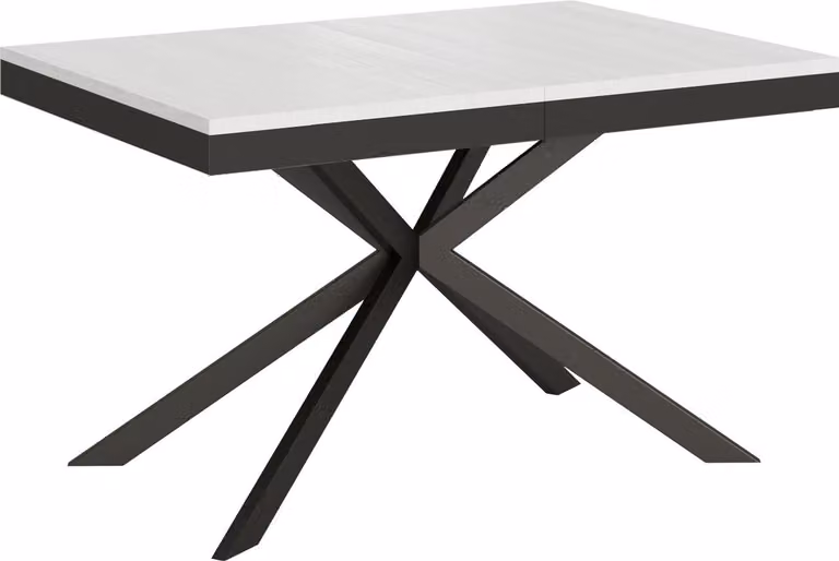 ITYHOME - Tavolo allungabile 160/264x90 cm Plaker Evolution bianco frassino telaio e gambe antracite