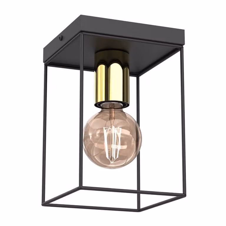 Lampada a sospensione Homen nero opaco-oro lucido 1xE27x15W metallo, dimensioni: 22x14x14 cm, IP20, Luminex