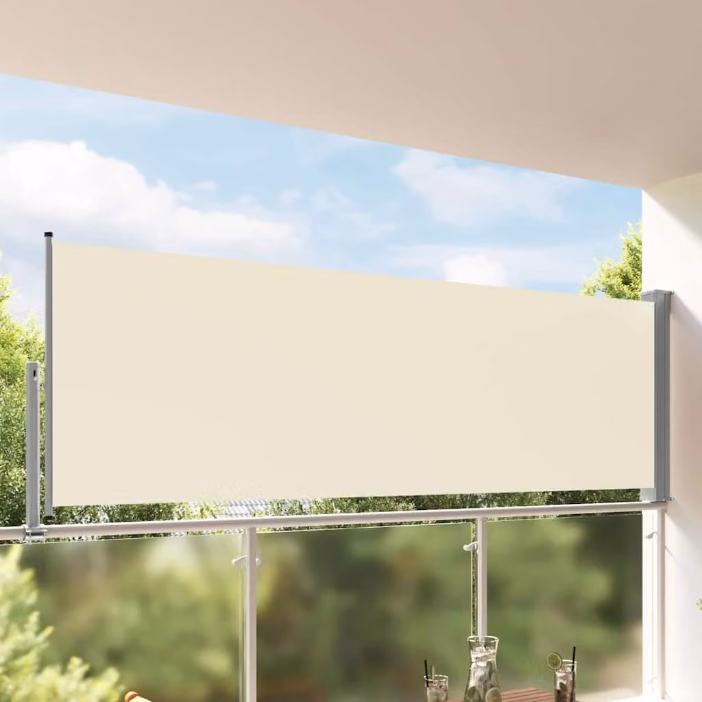vidaXL Tenda da Sole Laterale Retrattile in Poliestere e Acciaio, Colore Beige, L 300 cm x H 120 cm