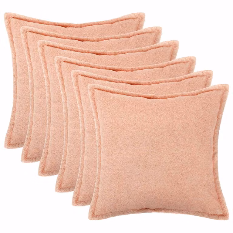 Set di 6 federe vidaXL HOUTEN rosa in tessuto bouclé, L 45 x P 45 cm