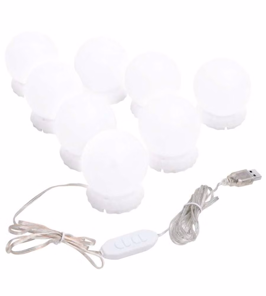 Applique Specchio 8 Lampadine LED Bianco Caldo e Bianco Freddo