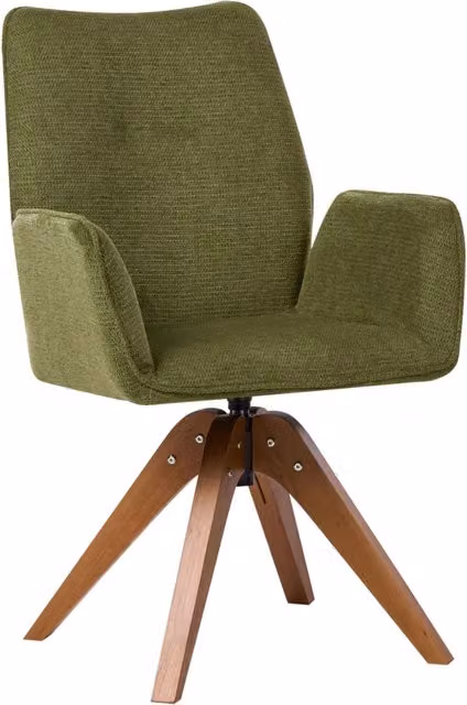 Sedia da pranzo girevole 360 gradi BELIANI in tessuto verde e legno di quercia con stile scandinavo L/P/H: 58 x 48 x 90 cm
