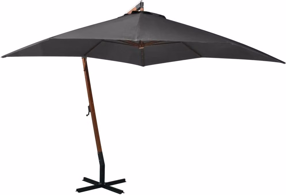 The Living Store Ampel ombrellone con palo antracite 3x3 m in legno massiccio di abete
