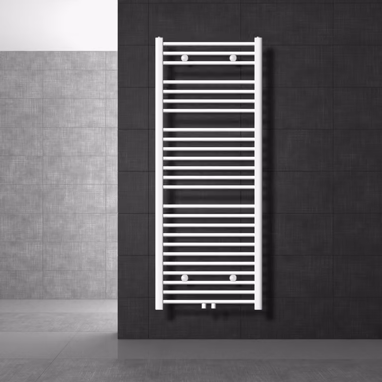 LuxeBath Radiatore da bagno Sahara 600x1500 mm Bianco diritto con attacco centrale Radiatore Scaldasalviette Asciugasalviette Radiatore per asciugamani senza elemento riscaldante
