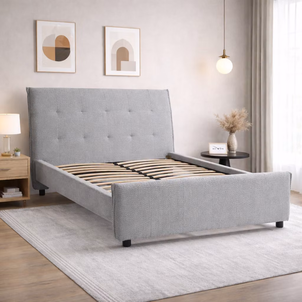 Letto Matrimoniale DALLAS in Tessuto Luxury Grigio