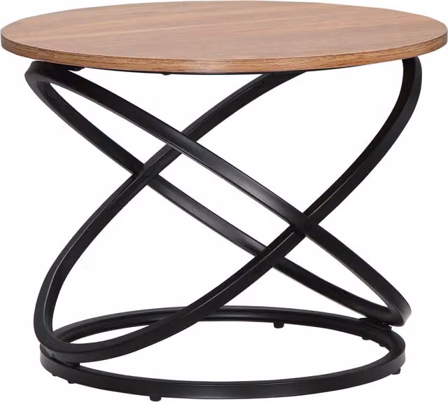 Tavolino rotondo HOMCOM in stile industriale con piano in legno e struttura in metallo nero, Ø 60 x H 46 cm