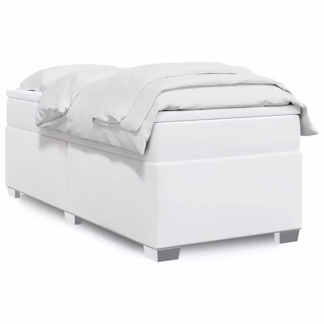 Letto con Giroletto a Molle e Materasso Ibrido vidaXL in Similpelle Bianco L: 100 cm, P: 200 cm