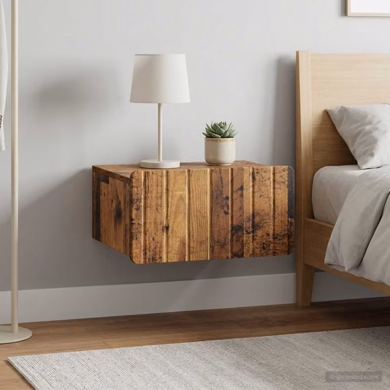 Set di 2 comodini sospesi vidaXL in legno color marrone antico L 49 cm x P 34,5 cm x H 24 cm