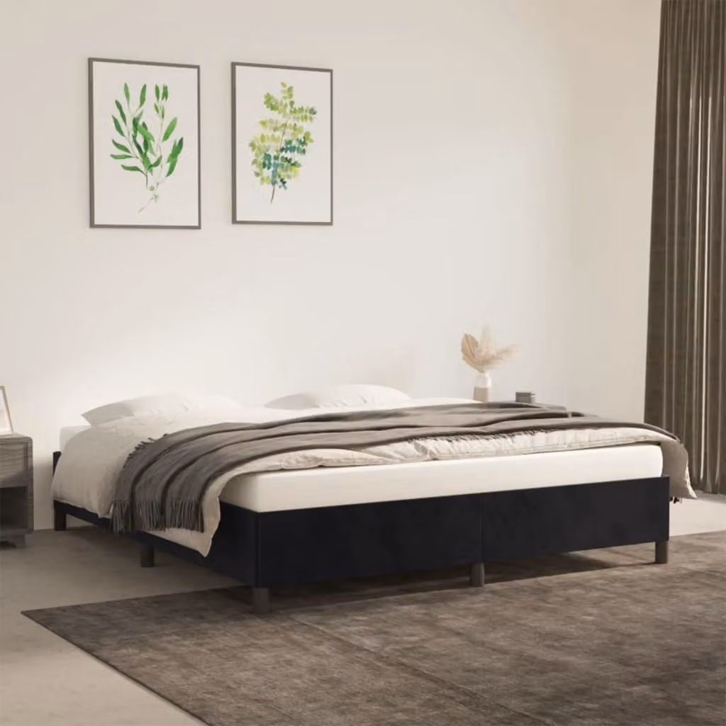The Living Store struttura letto nera 180×200 cm in velluto