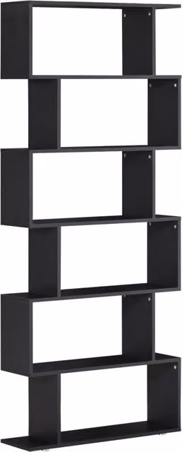 Libreria a scala Minimal con 6 ripiani in legno, design moderno nero, L 80 cm x P 24 cm x H 191 cm – 1